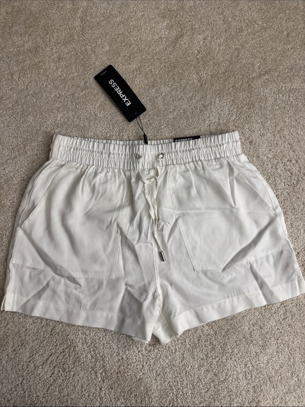 NWT Express Women's White Drawstring Utility Shorts. size M